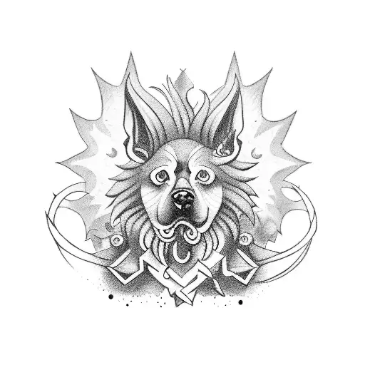 A Mythical Dog Creature With Elements Of Witchcraft