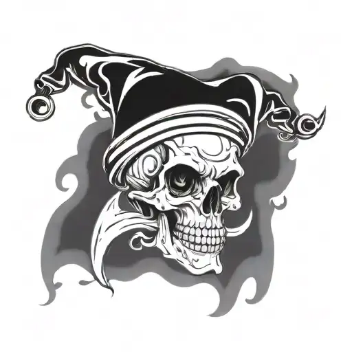 A Skull Wearing A Jester Hat Surrounded By Swirling Smoke
