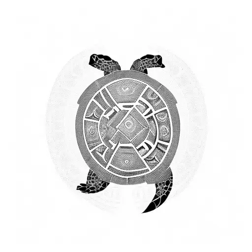 Maori Tribal Around A Turtle With Insights That This Design Was Made By An Ai
