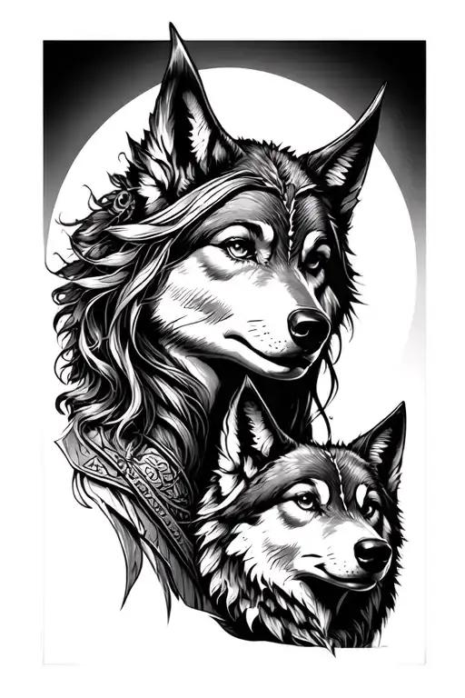 Viking Woman Warrior With A Wolf Companion