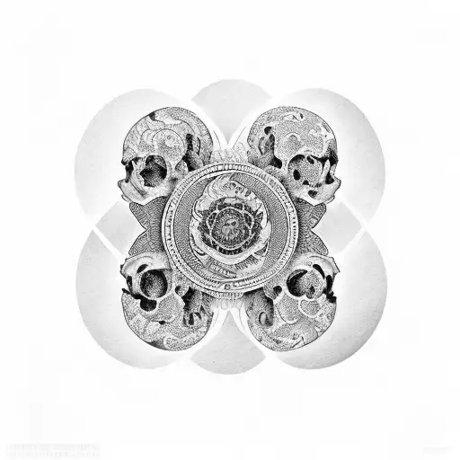 Yin Yang With Los Meurtos Skull