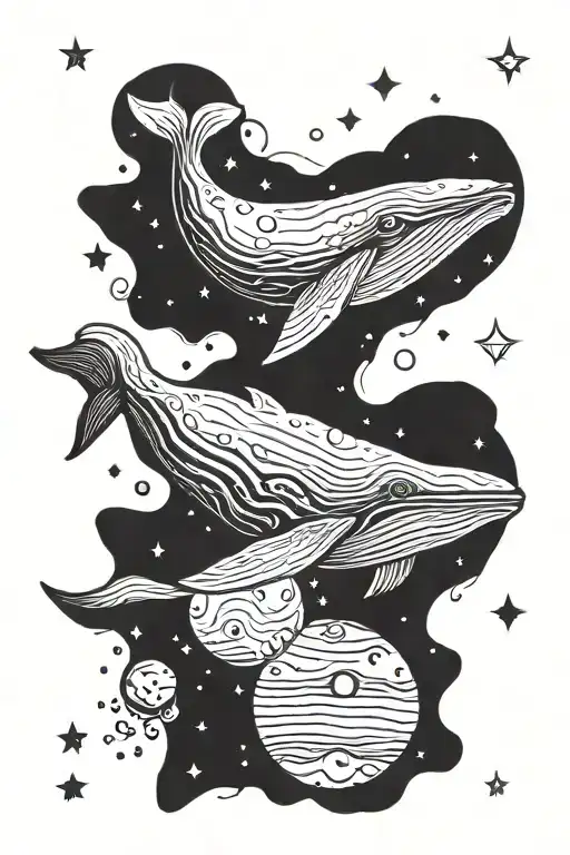 Space Whale Planets Stars