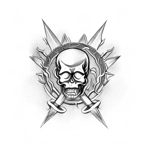 Flaming Skull With Crown