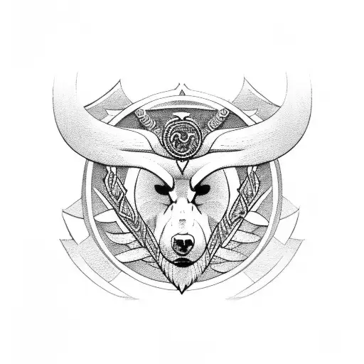 Viking Greek Wind Rose Bear Eagle Courage Symbol Ivy