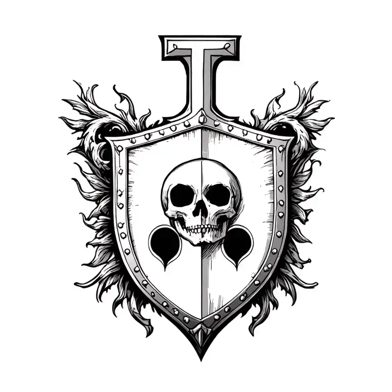 Letter I With A Holy Death With A Shield And Shield