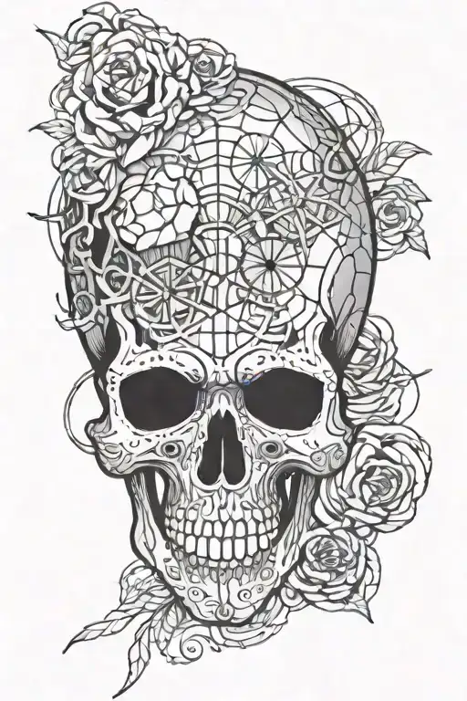 Web And Skull Surrounded
