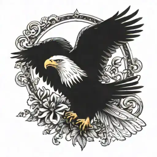Bald Eagle Holding Fleur-de-lis And Cross