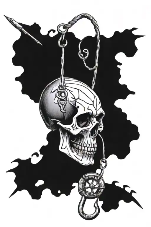 Skull And Fishing Hook