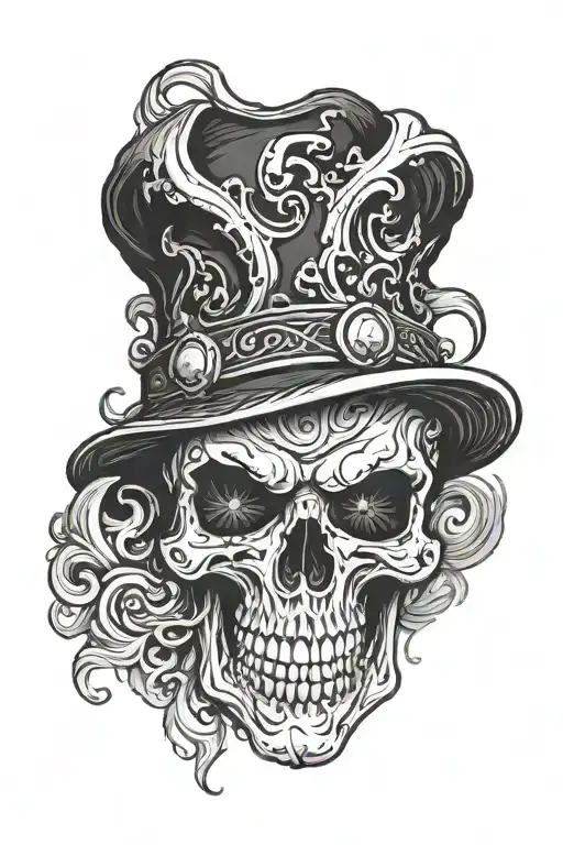 A Skull Wearing A Jester Hat Surrounded By Swirling Smoke