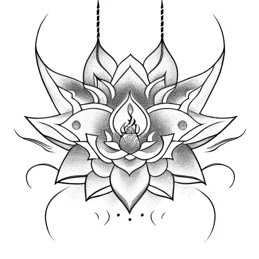 A Lotus Flower With Lightning Bolts Emanating From Its Petals