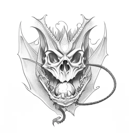 Dragon Holding A Human Skull In Its Paws