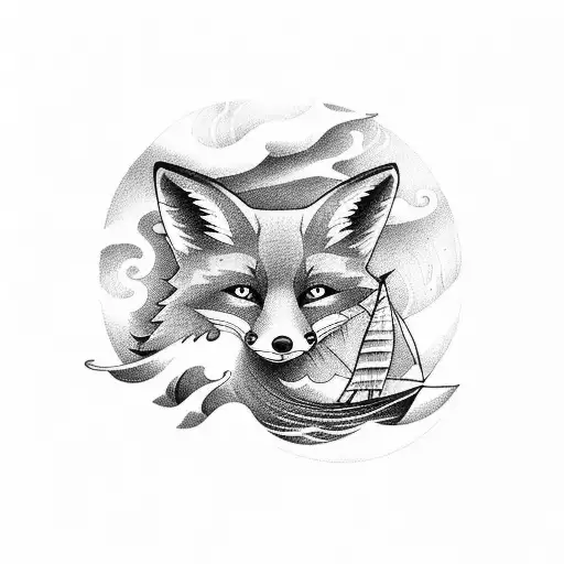 A Fox Sailing On A Boat Through Stormy Seas