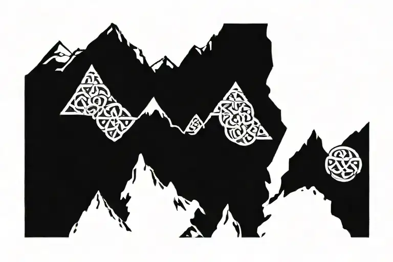 Celtic Knot And Mountains