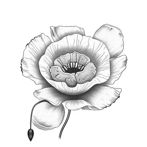 Spine Tattoo Of A Poppy Flower Take By Black Lines