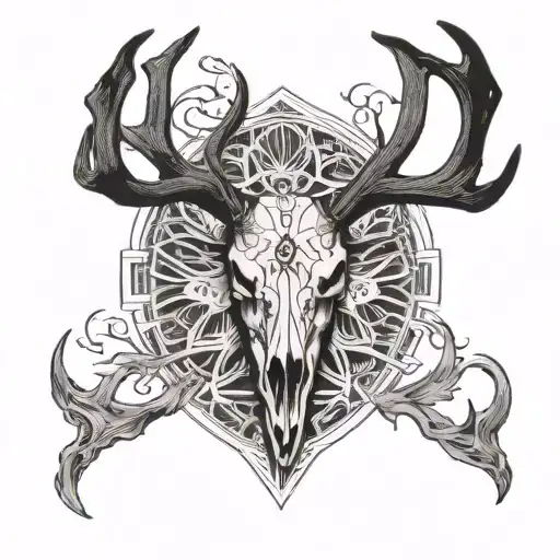 Zia Symbol With An Elk Skull In The Middle