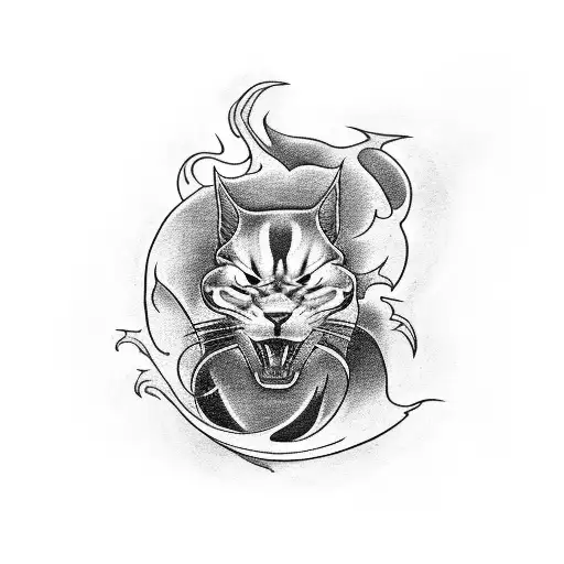 A Driver Racing A Hellcat Car With Flames Trailing Behind