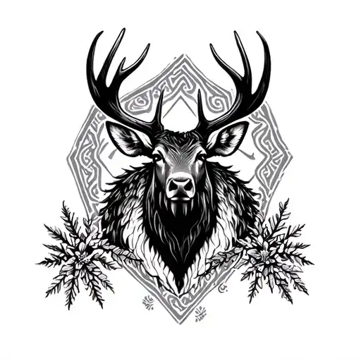 Elk Black With Antlers