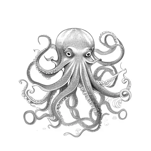 An Octopus And A Mermaid Engaged In A Graceful Underwater Dance