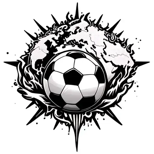 Fanatico Of A Club With A Cranfire A Soccer Ball And The Map Of The Continent