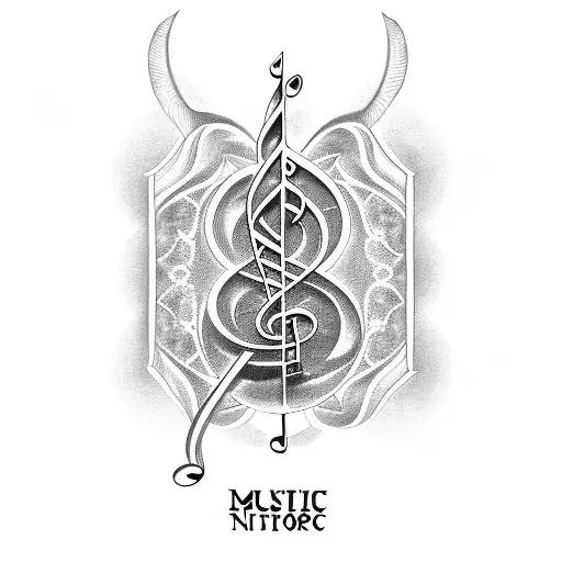 Musical Notes Intertwined With Zodiac Symbols