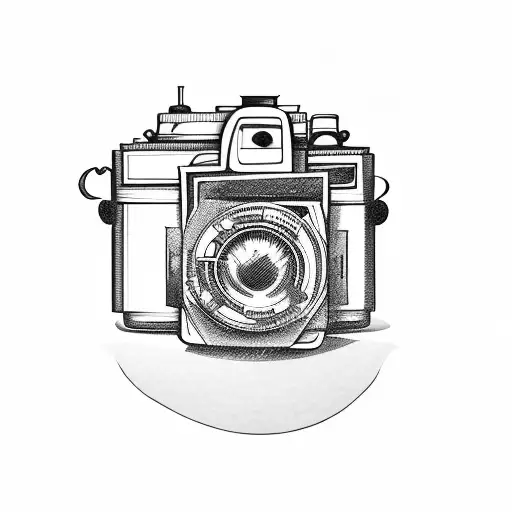 A Vintage Camera Surrounded By Passport Stamps And Travel Icons