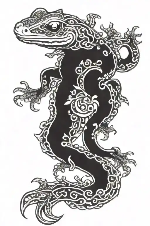 Salamander With Floral Patterns