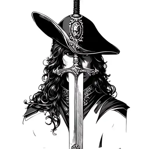 Musketeer Sword Covering Half Of The Face