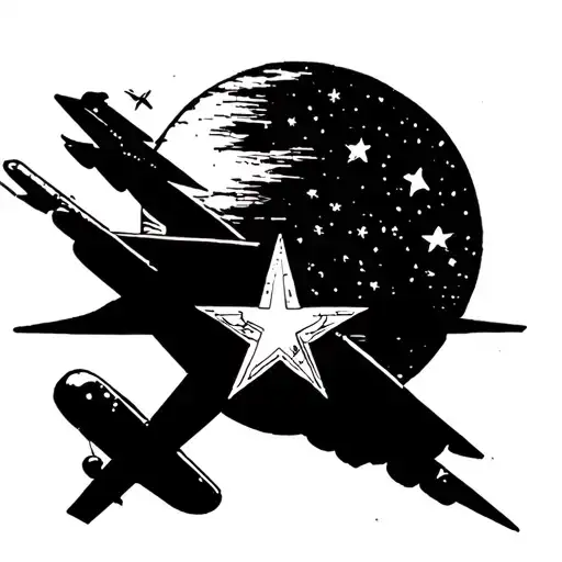 Airplane Flying To North Star