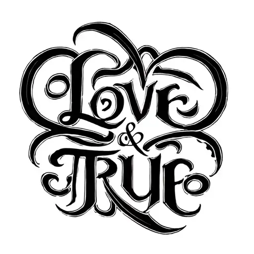 Ambigram Tattoo Two Words Love And True
