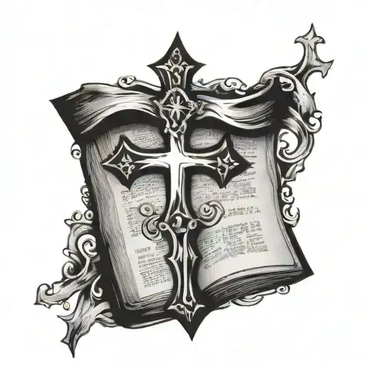 Cross With Bible Scripture Behind It