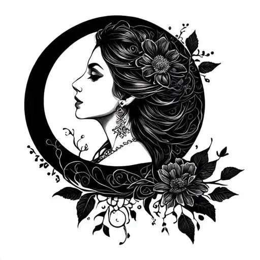 Elegant Lady In The Moon