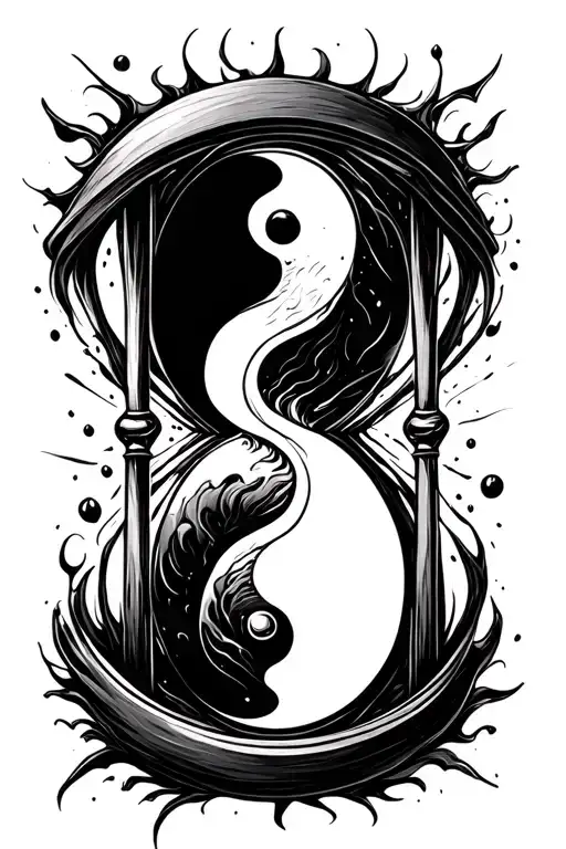 Hour Glass With Yin Yang Symbol Intertwined