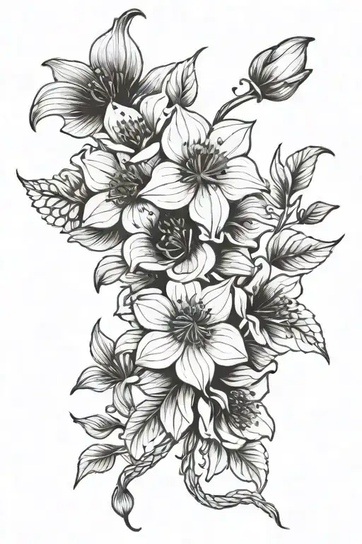 May Birth Flowers Intertwined