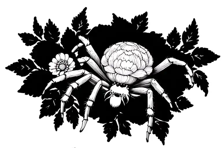 Spider In Lace And Flowers