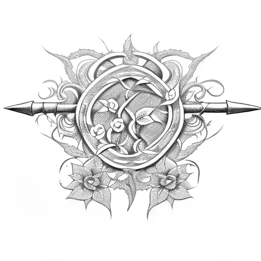 Sword Entangled With Flowers And Vines