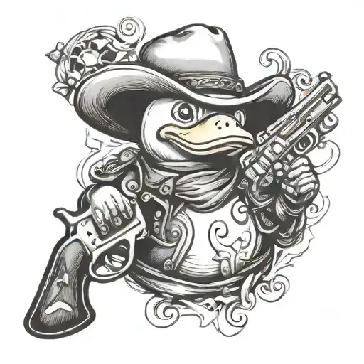 Cowboy Rubber Duck With Pistols