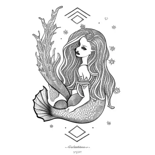 Mermaid In A Tarot Card Style