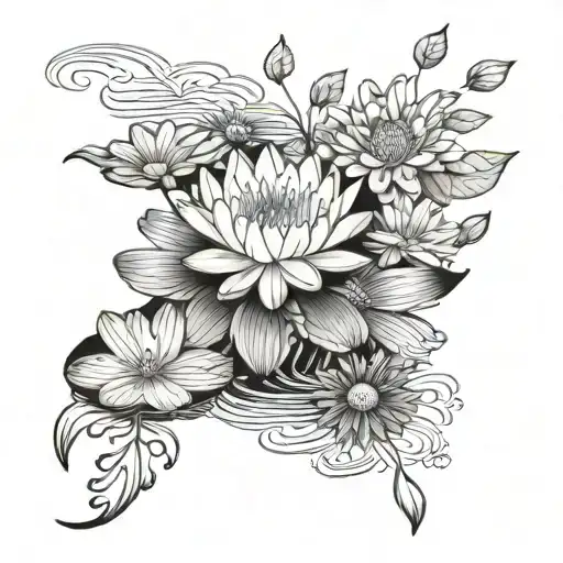 Water Lily And Daisy Flower