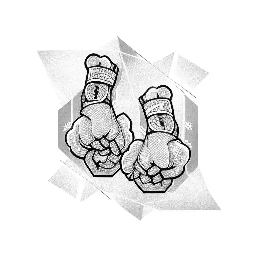 A Conqueer Symbol Made Of Intertwined Boxing Gloves And Dollar Signs
