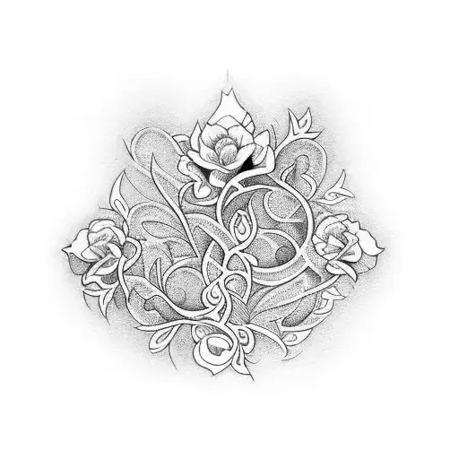 A Stack Of Books Surrounded By Intricate Floral Vines