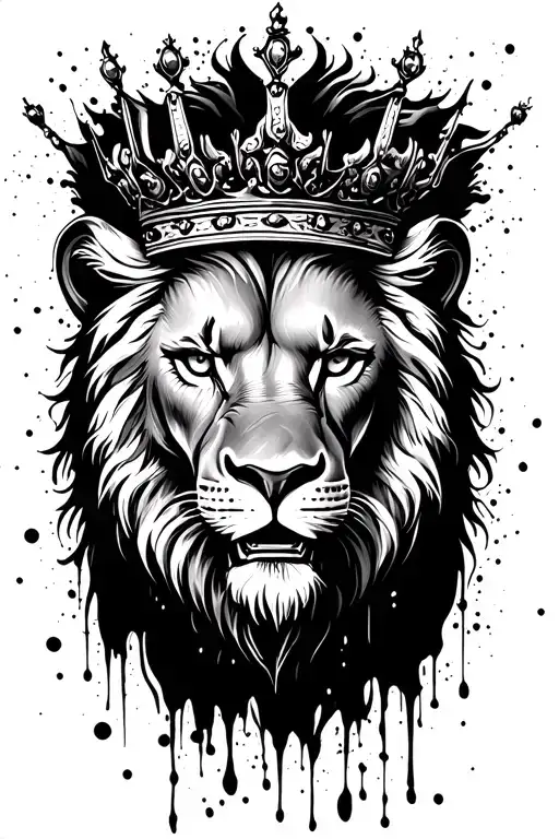 Crowned Lion Head With Paint Splatter