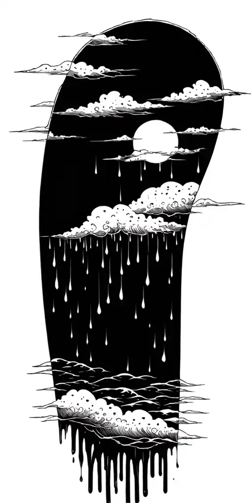 Sun With Rain Falling Off Of The Bottom