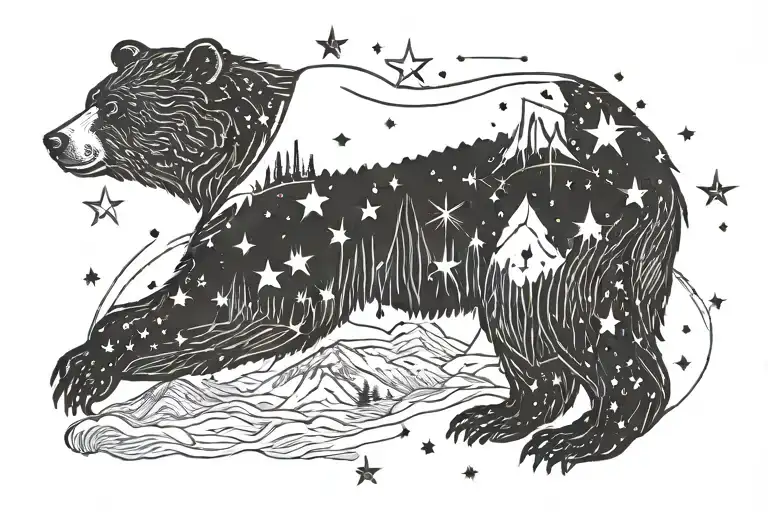 Bear From The California Flag With Orion Constellation