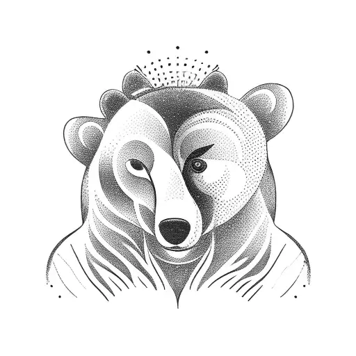 A Calm Bear Sitting With Flow And Balance Signs