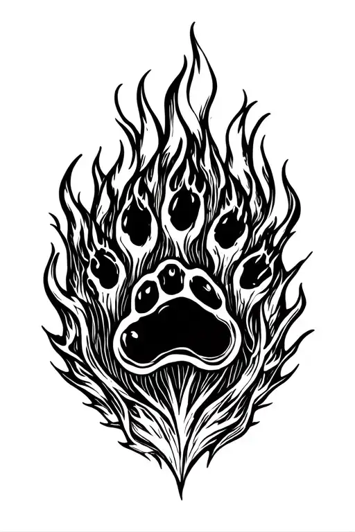 Dog Paw Print Surrounded By Flames