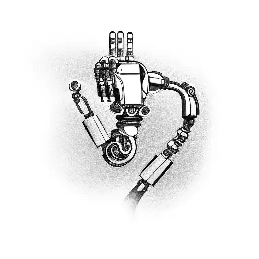 A Futuristic Robotic Arm Playing A Classical Guitar