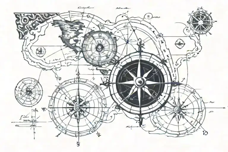 Old Map With Old Compass Design