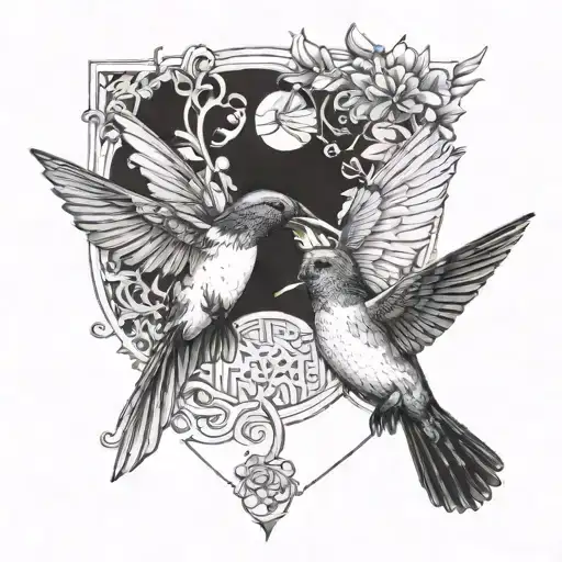 A Hummingbird And Pigeon Flying Together In Harmony