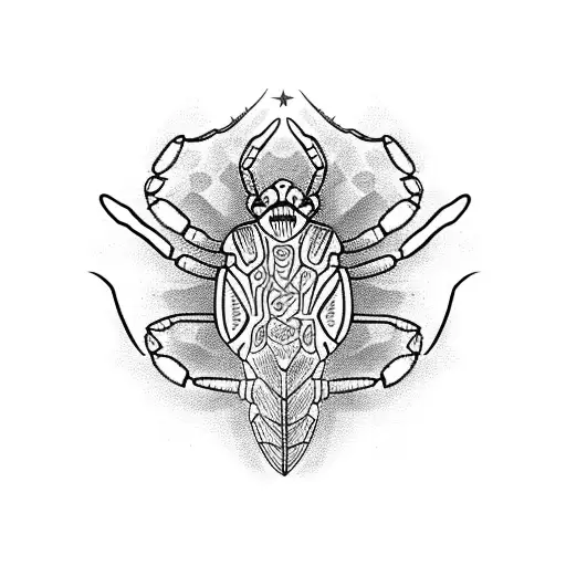 A Blackwork Scorpion With An Intricate Starry Background