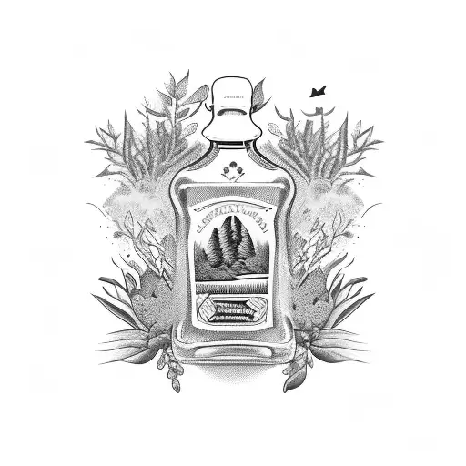 Bourbon Bottle Surrounded By Nature Elements